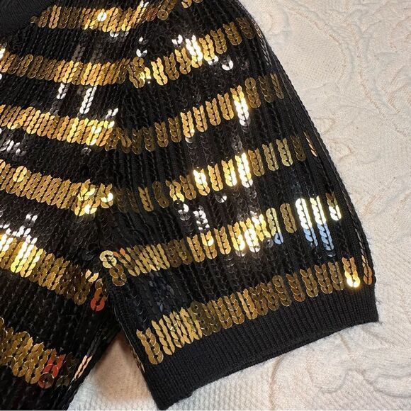 Ralph Lauren Spring 2019 Collection Metallic Gold Sequin Stripe Body Con Dress - Picture 11 of 16
